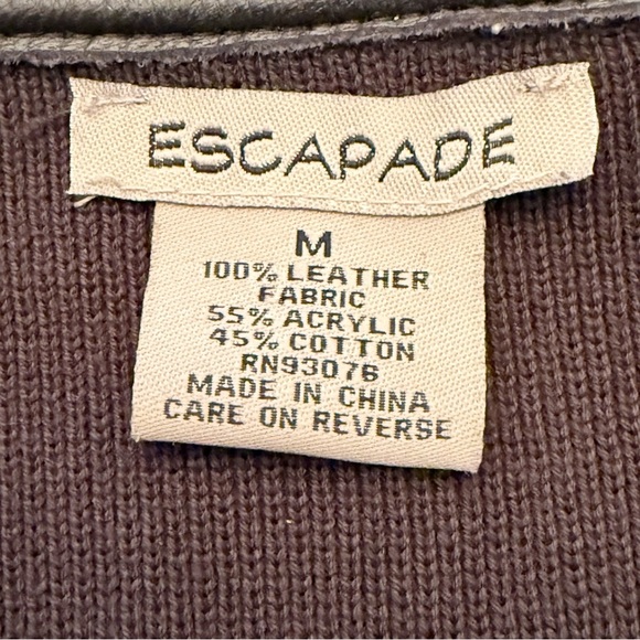 Escapade Women's Brown 100% Leather knit Jacket size medium - Picture 6 of 12